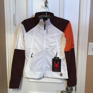 Spyder Track Fleece Jacket White/Maroon/Orange